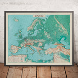 Antiguo mapa en relieve 3D de Europa de Aero Service Corporation, 1956 