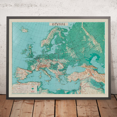 Old 3D Relief Map of Europe by Aero Service Corporation, 1956