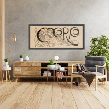 A framed image of Cocorico Magazine Title Illustration by Alphonse Mucha, 1898