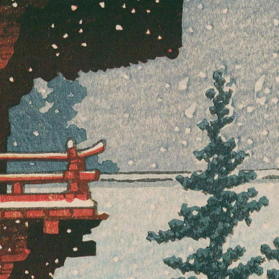 Schnee am Nezu Gongen Schrein von Hasui Kawase, 1935 
