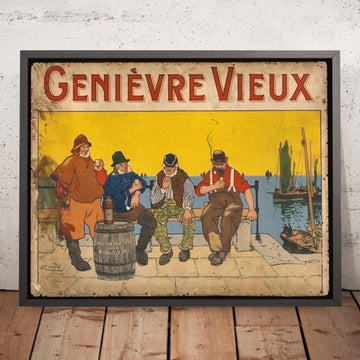 A framed image of Old Genever Poster by Henri Cassiers, 1903