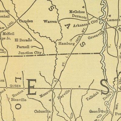 Old Map of Mexico's Railways, 1903: Mexico City, Monterrey, Gulf of Mexico