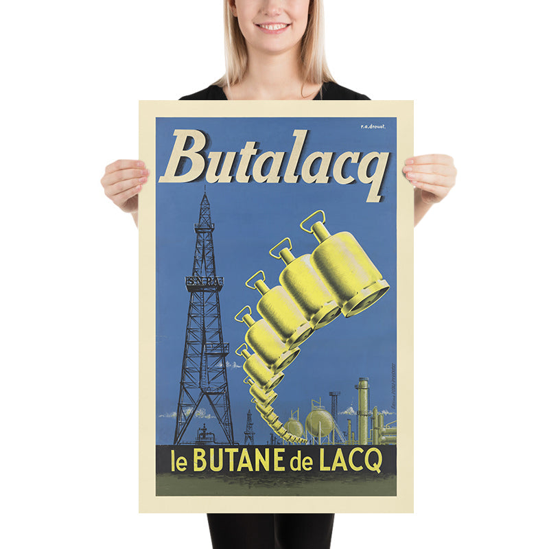 Lacq Travel Poster: Butalacq – Le Butane de Lacq by R. A. Drouot, 1950s
