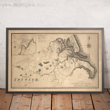 Old Survey Map of Ipswich, MA by Anderson, 1832: Ipswich Village, Main St, High St, Market St, Newburyport Tpke
