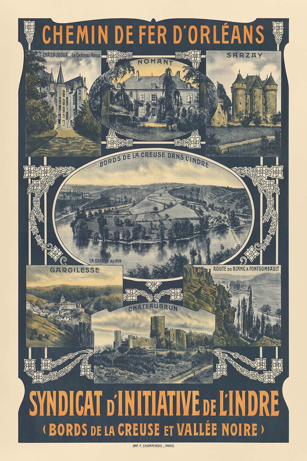Indre Travel Poster: Chemin de fer d’Orléans by Imp. F. Champenois