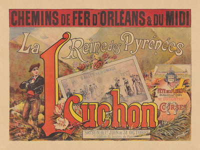 Luchon Travel Poster: La Reine des Pyrénées by Imp. Camis, 1890