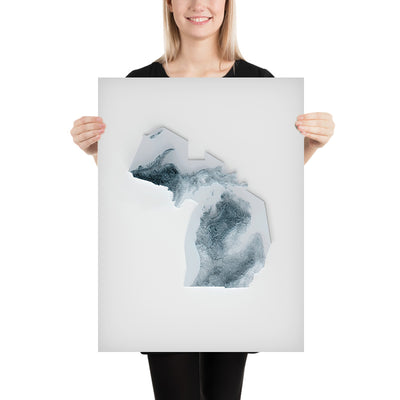 Michigan & Große Seen Topografische 3D Reliefkarte 