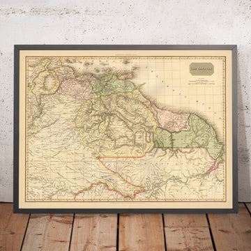 Old Map of Venezuela and Colombia by Pinkerton, 1815: Caracas, Bogotá, Orinoco, Amazon, Maracaibo