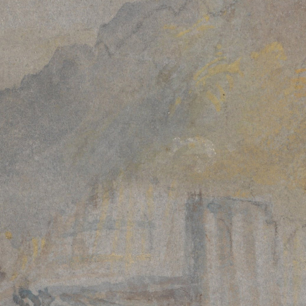 Foul von Gott: Flusslandschaft mit Anglern, die von einem Wehr fischen, von Turner, 1830 