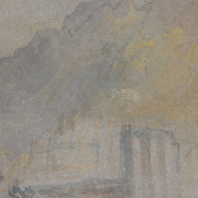 Foul von Gott: Flusslandschaft mit Anglern, die von einem Wehr fischen, von Turner, 1830 
