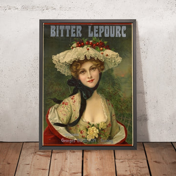 A framed image of Bitter Lepourc Vintage Bitters Poster, 1910