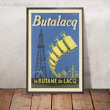 Poster da viaggio Lacq: Butalacq – Le Butane de Lacq di R. A. Drouot, anni '50 