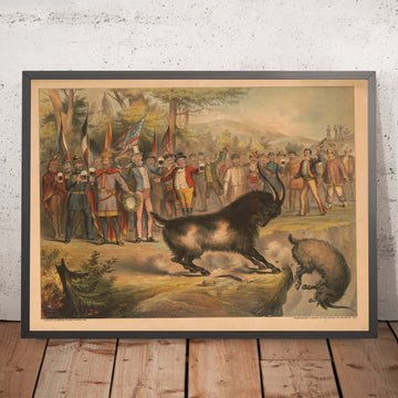 A framed image of Vintage Bock Beer Poster, 1878