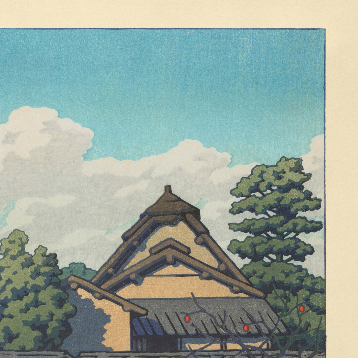 Horyuji Temple West Village (Saiin Garan) by Hasui Kawase, 1935