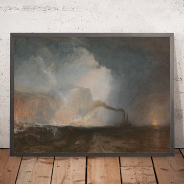 A framed image of Staffa, Fingal’s Cave by Turner, 1831