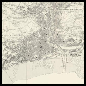 Una vecchia mappa Ordnance Survey di Swansea