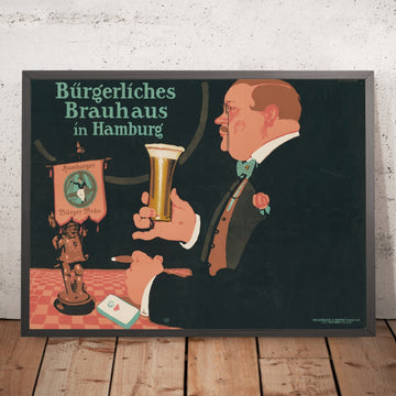 A framed image of Hamburger Bürgerbräu Vintage Beer Poster by Paul Scheurich, 1912