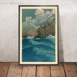 Onde dell'oceano a Hachinohe Stesso in una giornata di pioggia di Hasui Kawase, 1935 