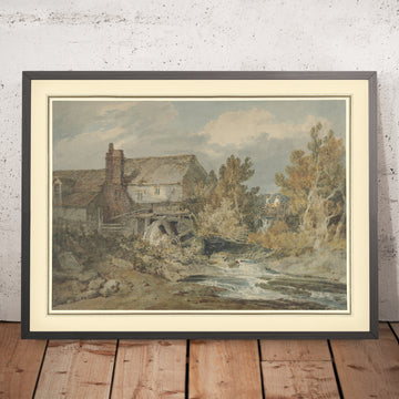 A framed image of Watermill near a Flowing Brook by Turner, 1795