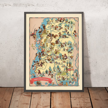 Bildkarte von Mississippi von Ruth Taylor White, 1935: Jackson, Gulfport, Mississippi River, Baumwollfelder, Dampfschiffe 