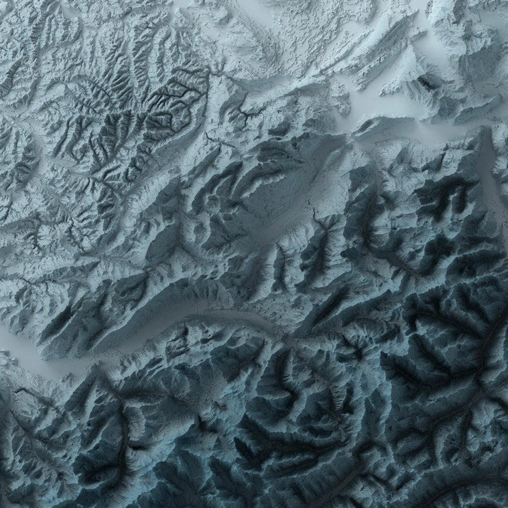 Carte topographique en relief 3D de la Suisse 
