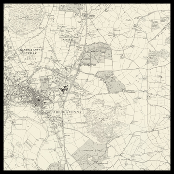 Un antiguo mapa del Ordnance Survey de Abergavenny