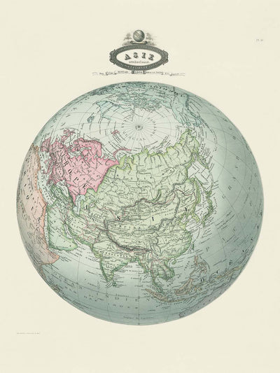 Alter sphärischer Atlas von Asien von Garnier, 1860 