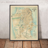 Rara Mapa Gigante de la Calle de San Francisco por Chevalier, 1911 