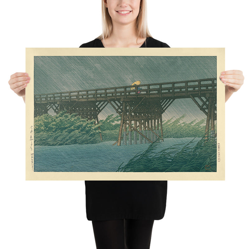 Abendregen an der Imai-Brücke von Hasui Kawase, 1935 