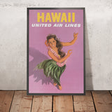 Cartel de viaje de Hawái: Hawái de United Air Lines, 1960 