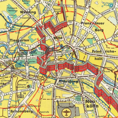 Antigua Mapa de Berlín, 1963: Construcción del Muro de Berlín, Guerra Fría, Puerta de Brandeburgo 