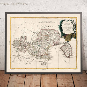 Old Map of Veneto, Italy by Zatta, 1782: Venice, Verona, Padua, Vicenza, Rovigo