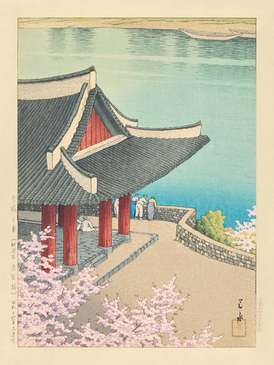 Frühling am Pubyong-Pavillon in Pjöngjang, Korea von Hasui Kawase 1939 