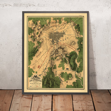Alte Schlachtkarte von Gettysburg von Wilcox, 1863: L. Round Top, Devil&