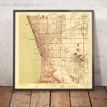 Old Map of Hermosa Beach, California by USGS, 1934 – Manhattan Beach, Redondo Beach & Torrance