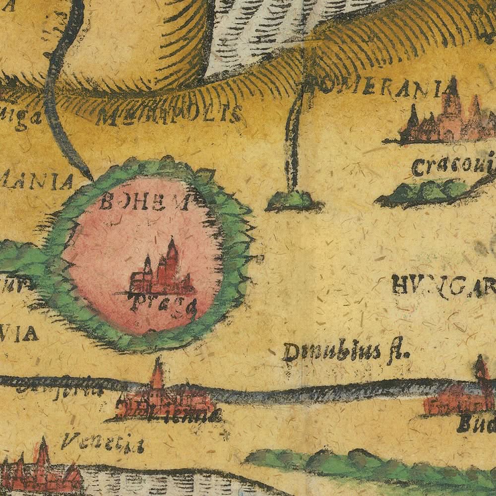Ancienne "Reine" Carte de l'Europe par Bunting, 1616 : Symbolisme Habsbourg, Allégorie Historique 