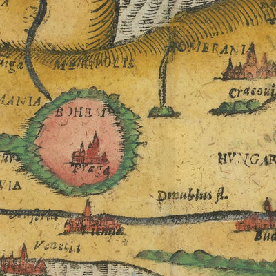 Ancienne "Reine" Carte de l'Europe par Bunting, 1616 : Symbolisme Habsbourg, Allégorie Historique 