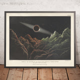 Eclipse del Sol por la Tierra, tal como se vería desde la Luna, por James Nasmyth, 1874 