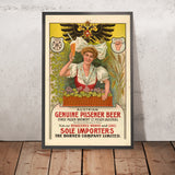 Austrian Genuine Pilsener Vintage Beer Poster by Theodor Zasche, 1910