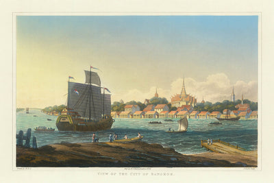Primera vista de Bangkok por Henry Colburn, 1828 