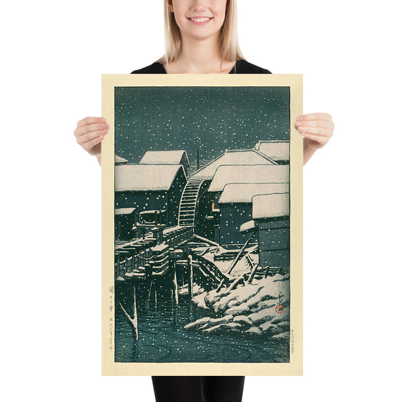 Nieve en Sekiguchi por Hasui Kawase, 1935 