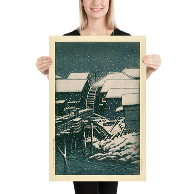 Nieve en Sekiguchi por Hasui Kawase, 1935 