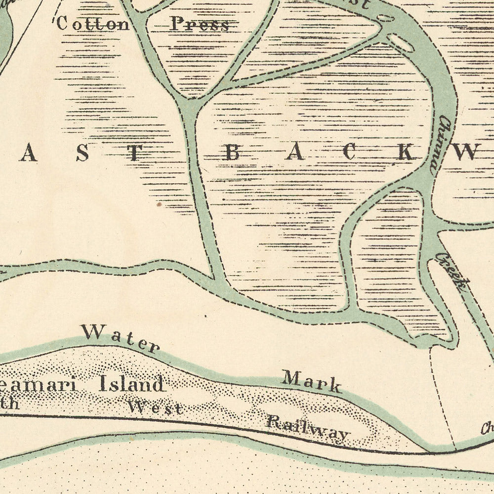 Old Map of Karachi, 1886: Port & Harbour, Cantonment, Oyster Rocks, Light House