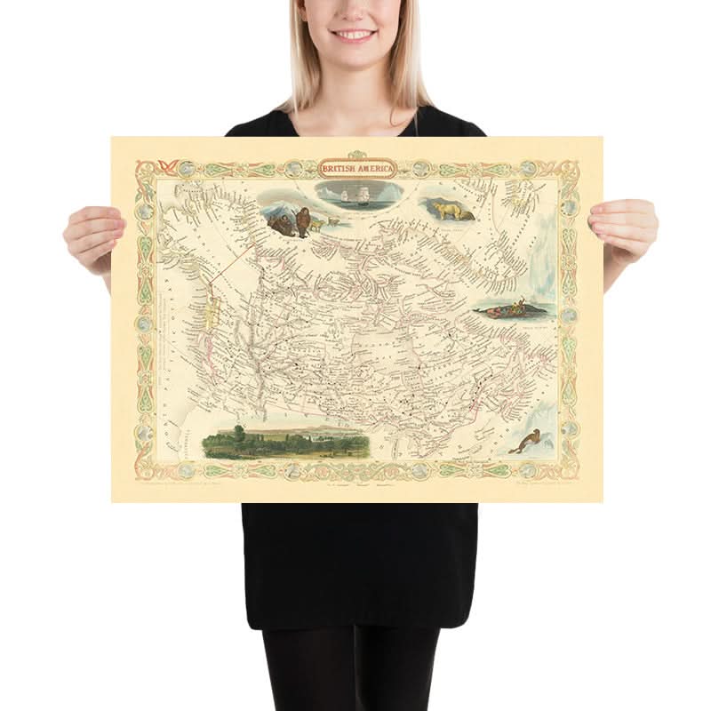Alte Karte von Britisch-Amerika (Kanada) von Tallis, 1851: Montreal, Hudson's Bay Co., Fury & Hecla Strait 