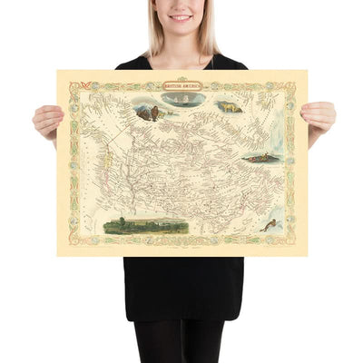 Alte Karte von Britisch-Amerika (Kanada) von Tallis, 1851: Montreal, Hudson's Bay Co., Fury & Hecla Strait 