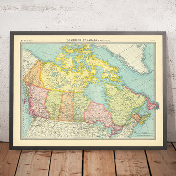 Mappa antica del Dominio del Canada, 1922: Grandi Laghi, Montagne Rocciose, Rotte Marittime, Arcipelago Artico 