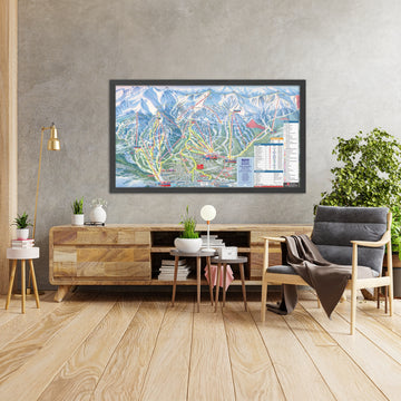A framed image of Breckenridge, Colorado in the style of a simple and modern golf course map