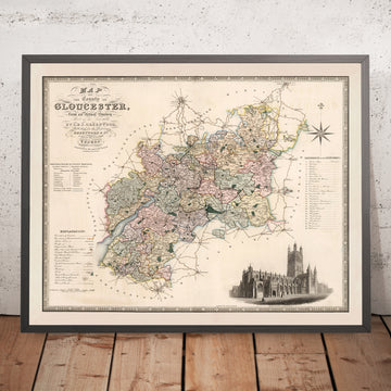 Old Map of Gloucestershire by Greenwood, 1831: Gloucester, Cheltenham, River Severn, Cotswolds, Forest of Dean