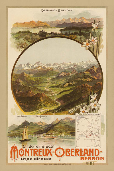 Bernese Oberland Electric Railway Travel Poster by Anton Reckziegel, 1904