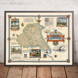 Vecchia mappa pittorica dell'East Riding of Yorkshire di Clegg, 1946: Hull, Beverley 